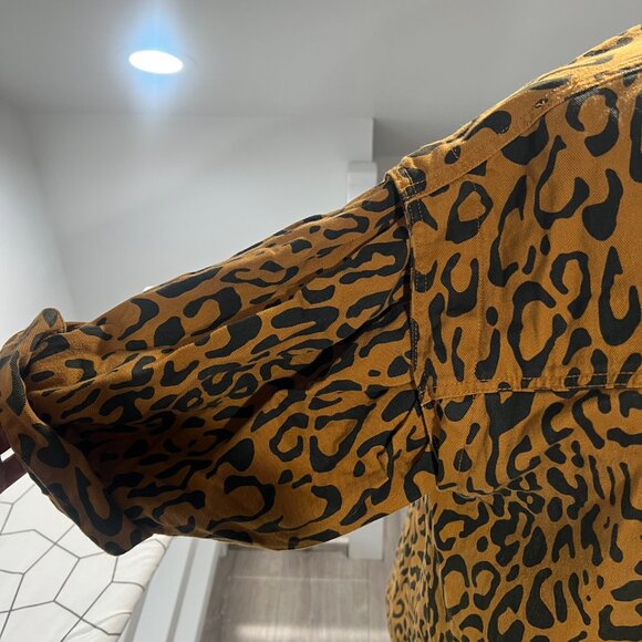 Future Collective Cheetah Print Denim Longline Jacket - Size 16W-18W - Picture 8 of 8